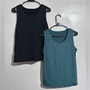 Womens Basic Tank Tops 2 Pack Black Teal Size XXL Polyamide Spandex Sleeveless